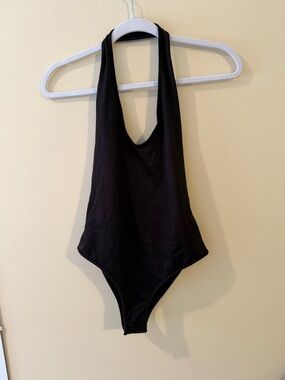 Black Halter Bodysuit Top - Women